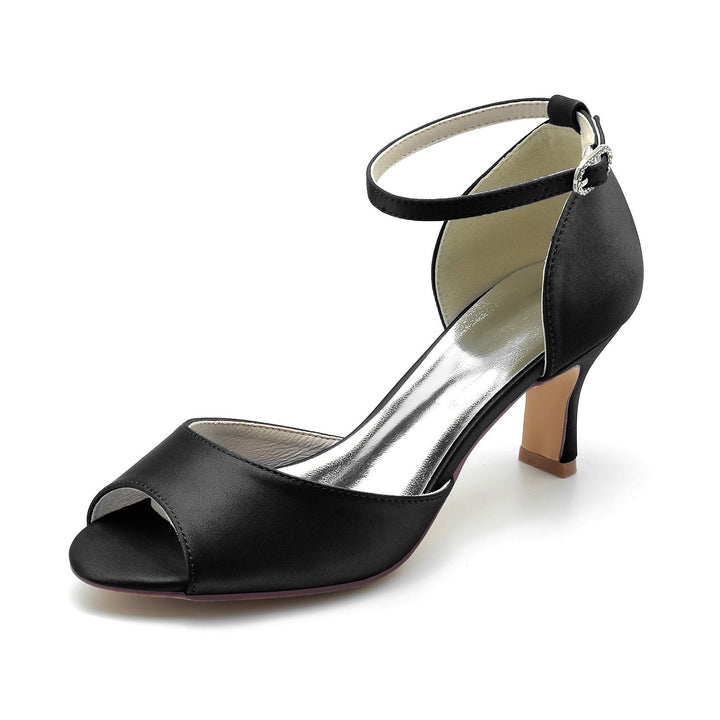 Chaussures de Mariage pour Femmes avec Strass et Bout Ouvert et Bride à la Cheville Chaussures de Mariée Minimalistes