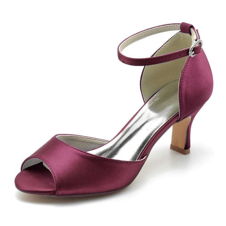 Chaussures de Mariage pour Femmes avec Strass et Bout Ouvert et Bride à la Cheville Chaussures de Mariée Minimalistes