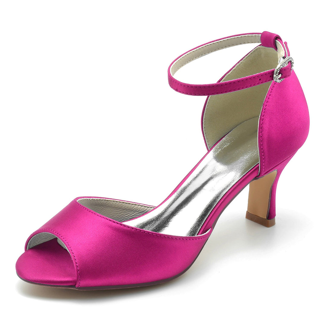 Chaussures de Mariage pour Femmes avec Strass et Bout Ouvert et Bride à la Cheville Chaussures de Mariée Minimalistes