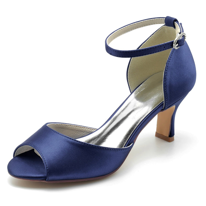 Chaussures de Mariage pour Femmes avec Strass et Bout Ouvert et Bride à la Cheville Chaussures de Mariée Minimalistes