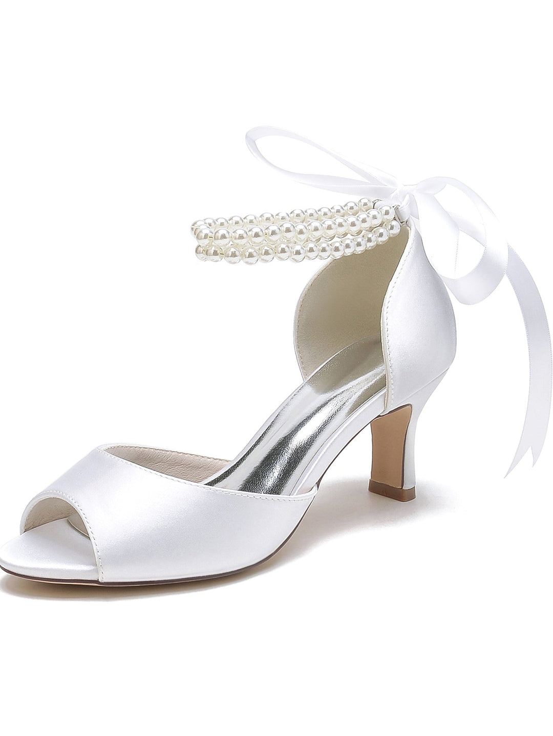 Chaussures de Mariée à Bout Ouvert et Talon Aiguille avec Nœud Papillon pour Femme