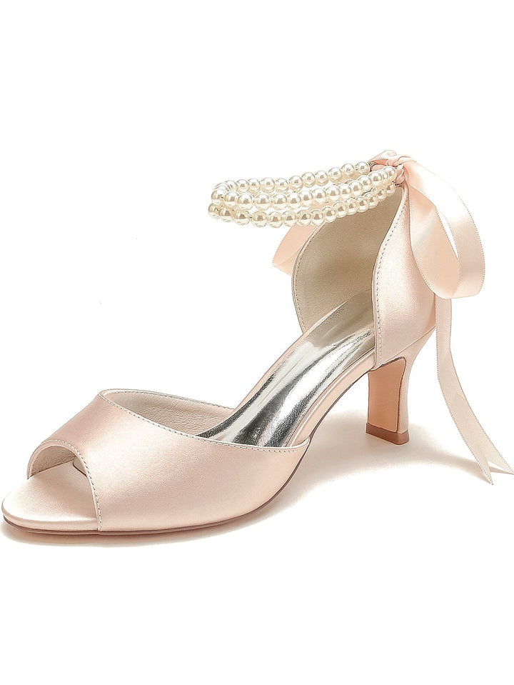Chaussures de Mariée à Bout Ouvert et Talon Aiguille avec Nœud Papillon pour Femme