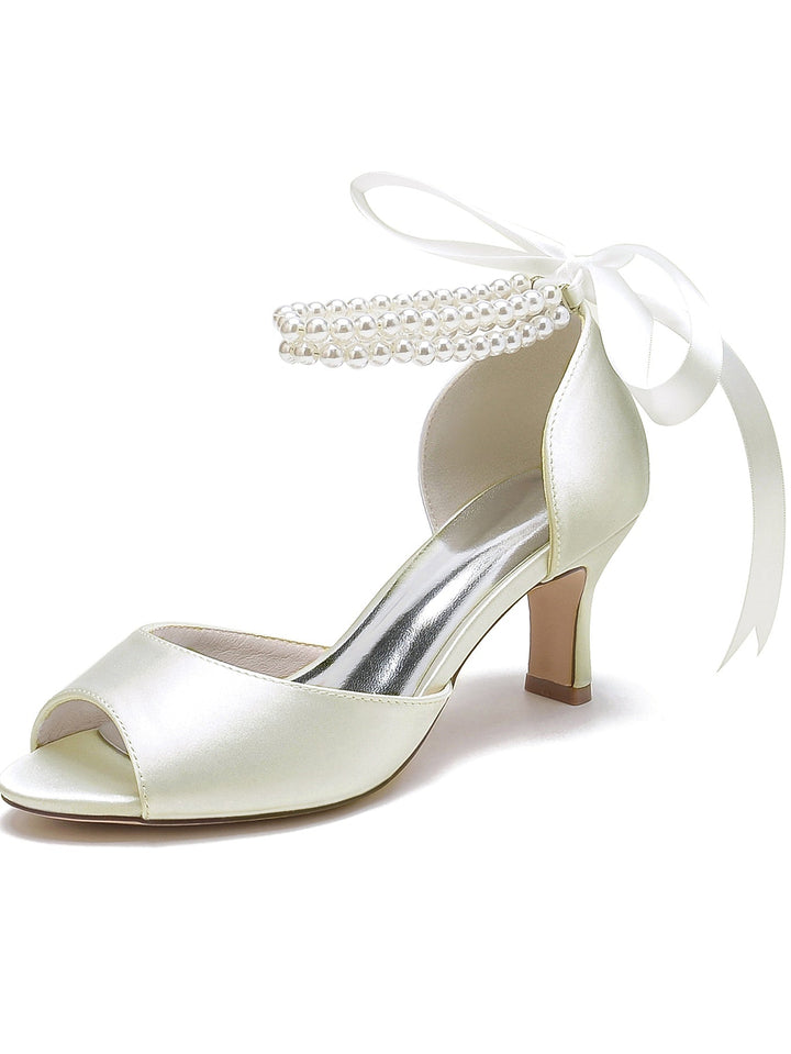 Chaussures de Mariée à Bout Ouvert et Talon Aiguille avec Nœud Papillon pour Femme