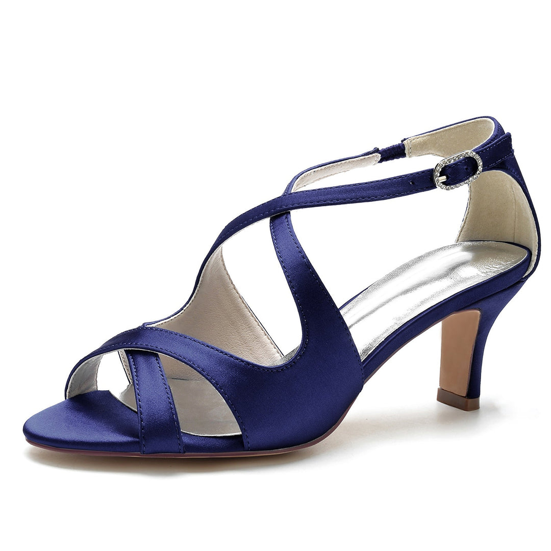 Chaussures de Mariage pour Femmes Peep Toe Bride à la Cheville Croisée Chaussures de Mariée à Talon Moyen