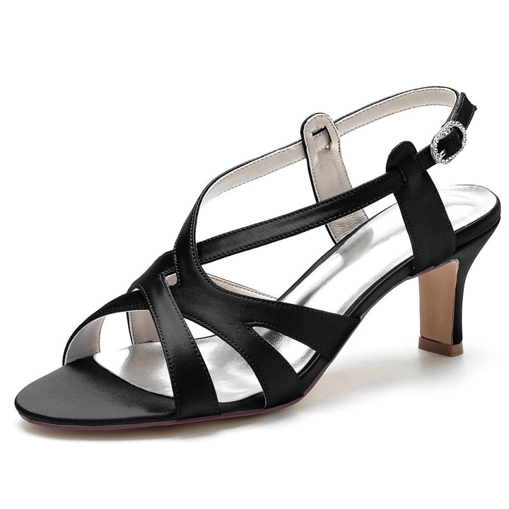 Chaussures de Mariage pour Femmes à Bout Ouvert, Boucle Croisée, Talon Moyen, Chaussures de Mariée Minimalistes