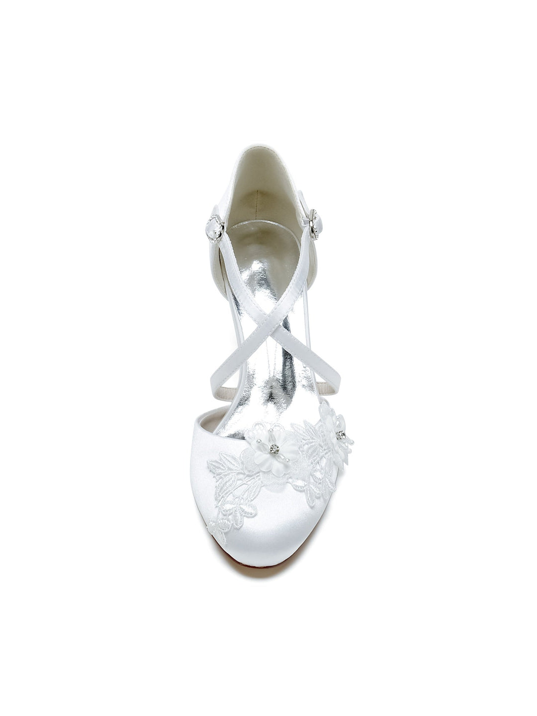 Chaussures de Mariée à Talon Moyen et Bout Pointu pour Femmes
