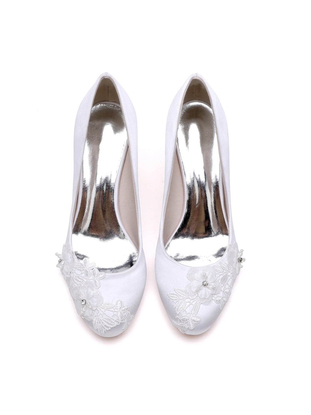 Chaussures de Mariage pour Femmes avec Appliques et Bout Pointu à Talon Moyen