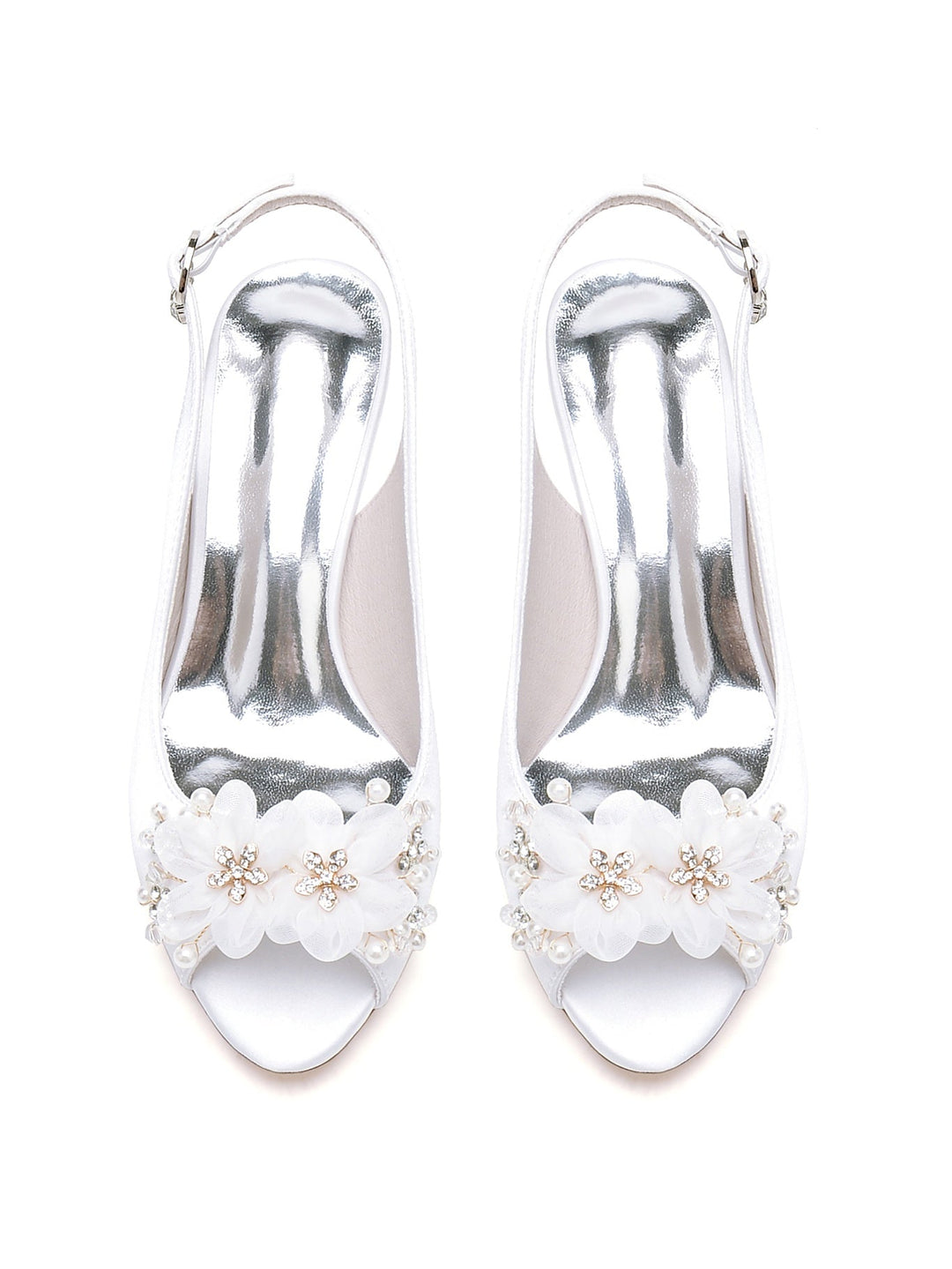 Chaussures de Mariage pour Femmes, Chaussures de Demoiselle D'Honneur à Talon Moyen et Bout Ouvert