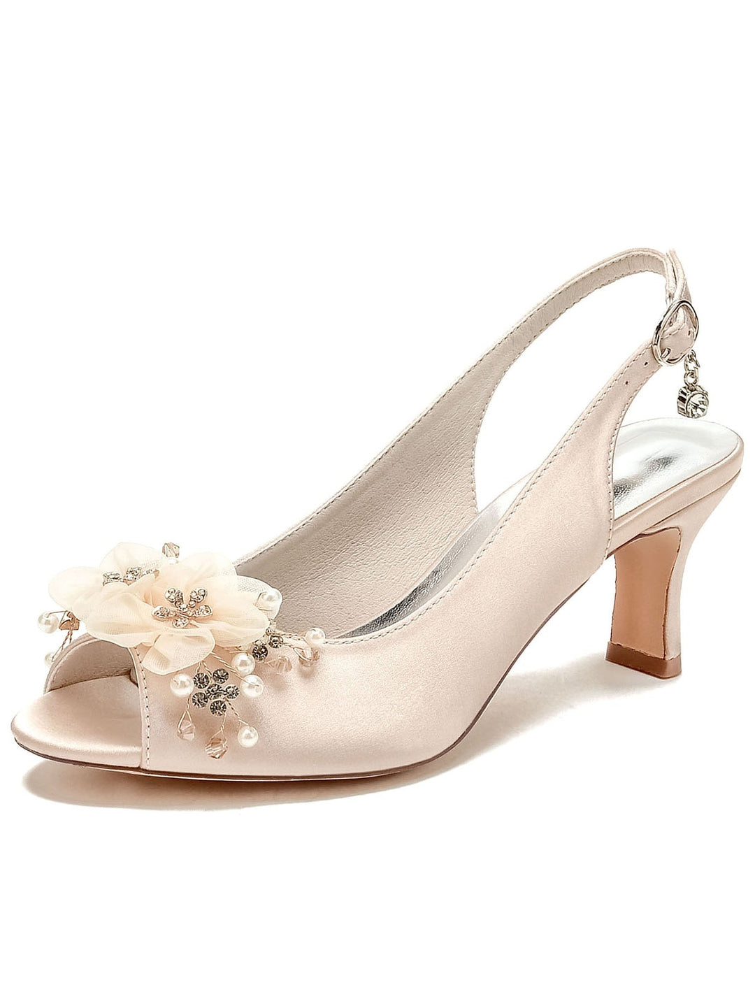 Chaussures de Mariage pour Femmes, Chaussures de Demoiselle D'Honneur à Talon Moyen et Bout Ouvert