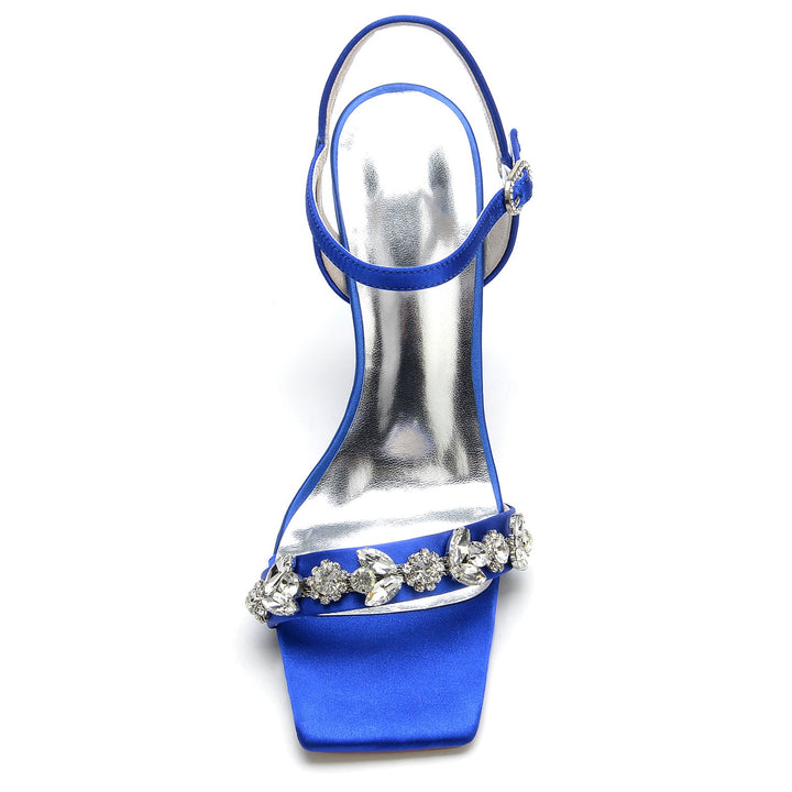 Chaussures de Mariage pour Femmes, Chaussures de Mariée à Talons Hauts et Bout Ouvert avec Strass Délicats