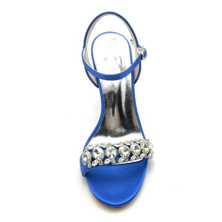 Chaussures de Mariage pour Femmes, Chaussures de Mariée à Bout Ouvert avec Strass et Boucle à Talons Hauts