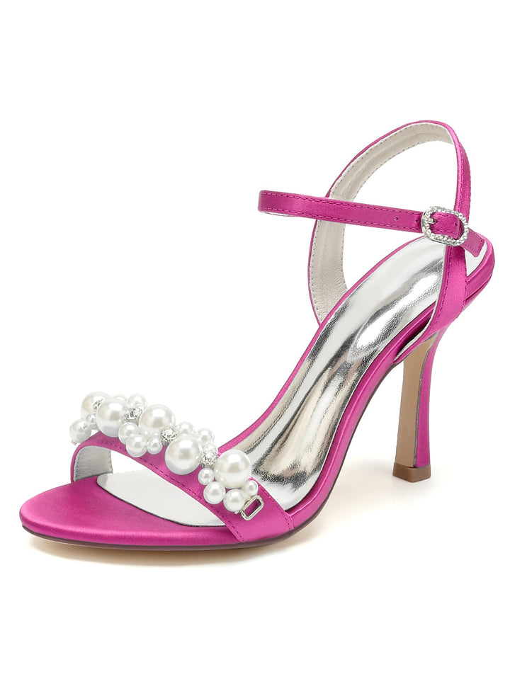 Chaussures de Mariage pour Femmes, Chaussures de Demoiselle D'Honneur à Talon Aiguille et Strass à Bout Ouvert