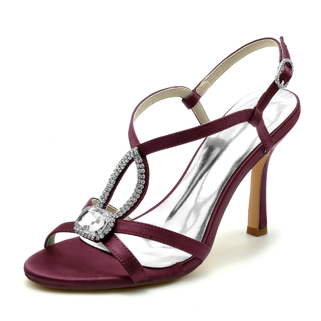 Chaussures de Mariage pour Femmes, Chaussures de Mariée à Talons Hauts et à Bout Ouvert avec Boucle et Strass