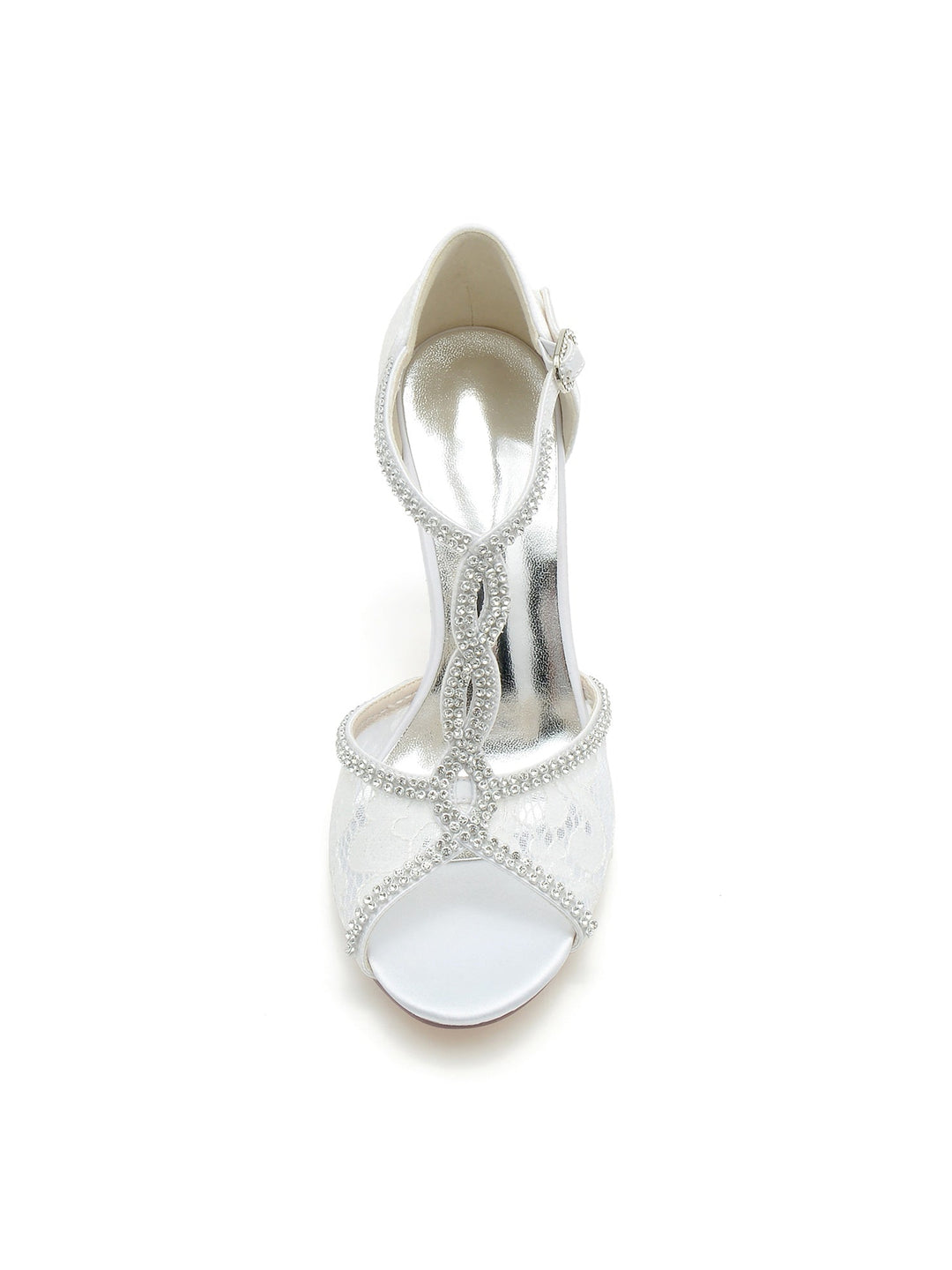 Chaussures de Mariage pour Femmes en Dentelle à Talons Hauts et à Bout Ouvert