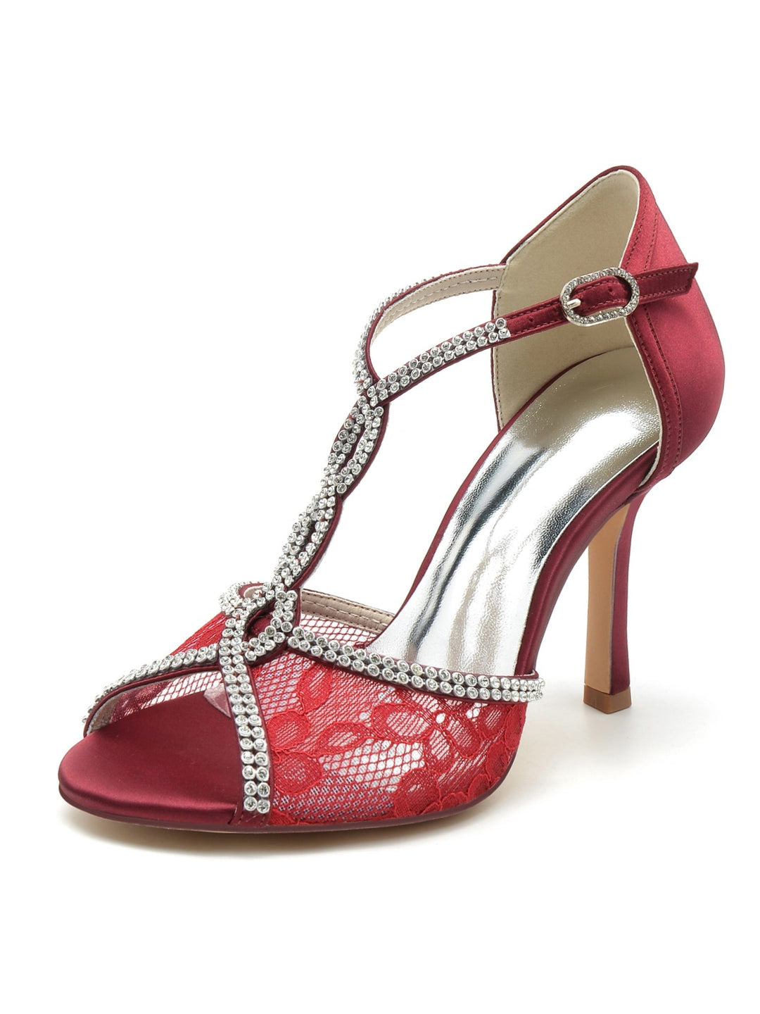 Chaussures de Mariage pour Femmes en Dentelle à Talons Hauts et à Bout Ouvert