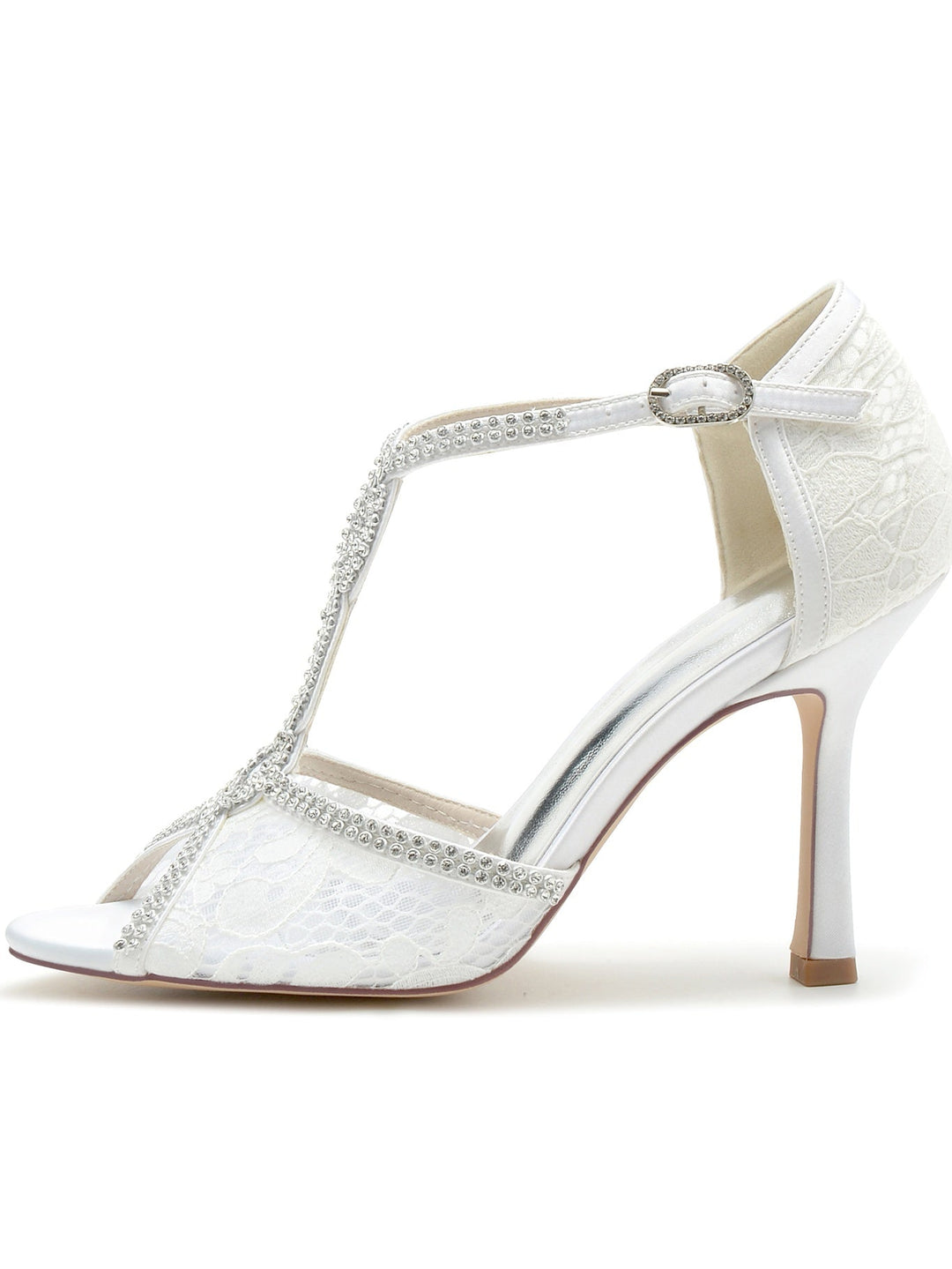 Chaussures de Mariée à Bout Ouvert et Talon Aiguille en Strass pour Femmes