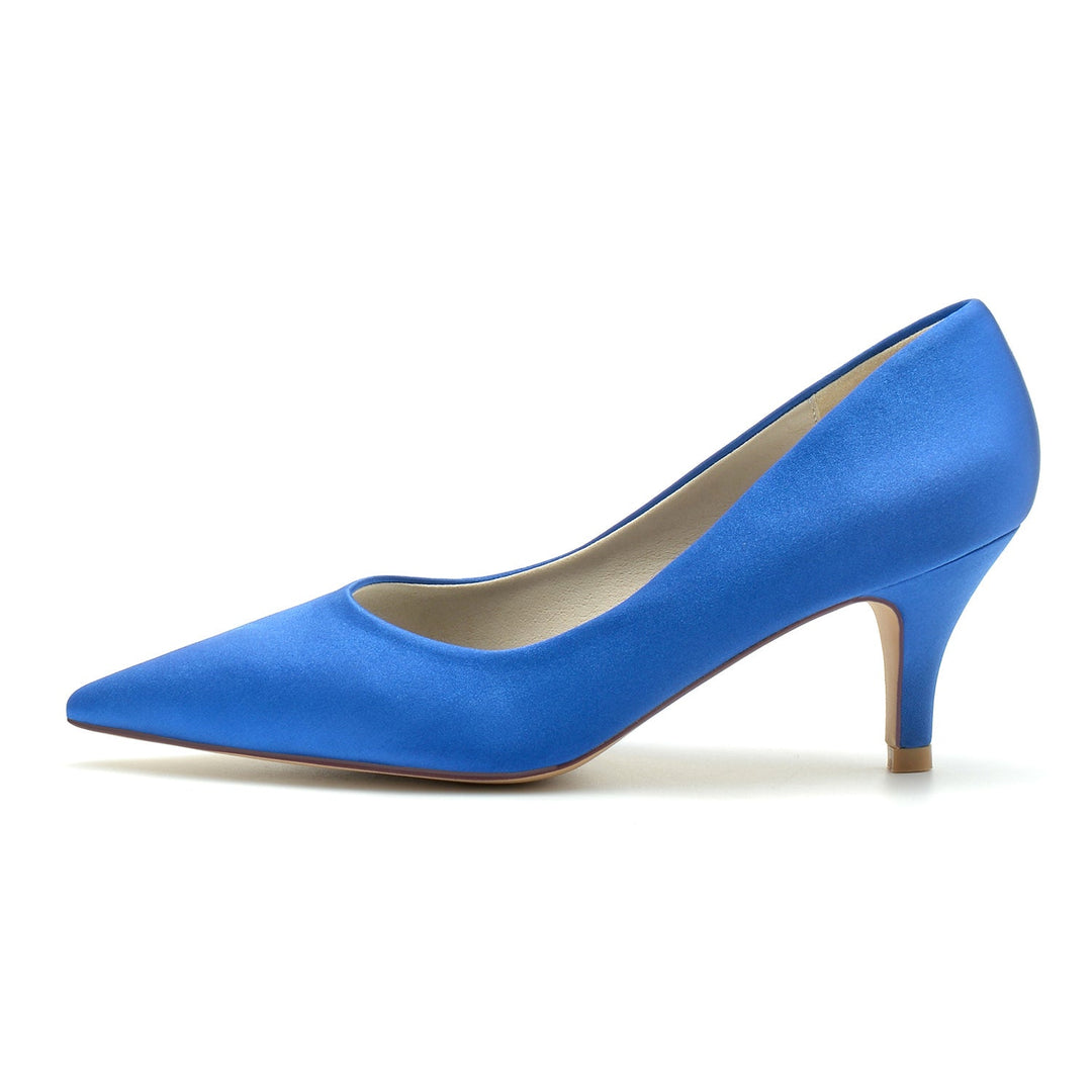 Chaussures de Mariage pour Femmes, Talons Mi-Hauts, en Soie, Bout Pointu, Chaussures de Mariée Minimalistes