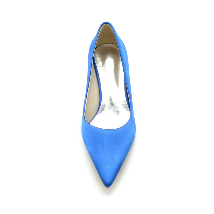 Chaussures de Mariage pour Femmes, Talons Mi-Hauts, en Soie, Bout Pointu, Chaussures de Mariée Minimalistes