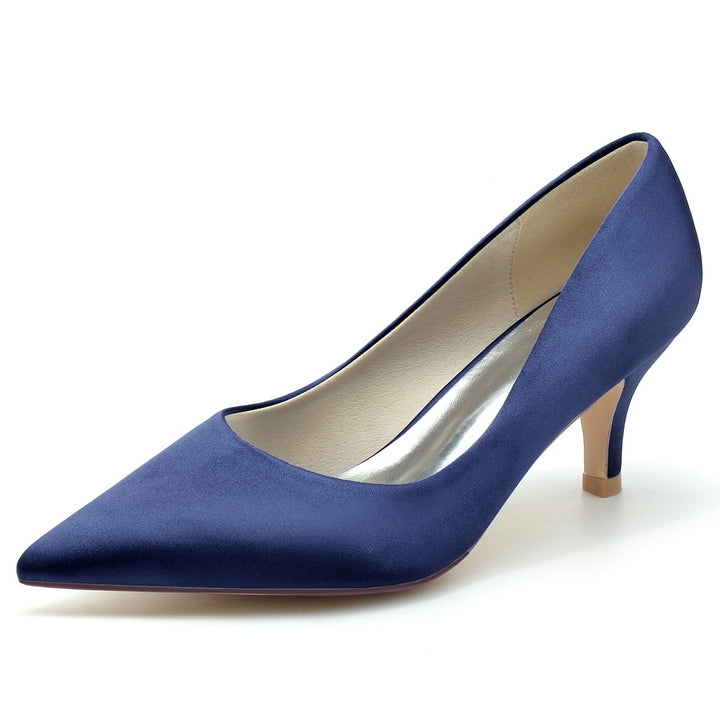 Chaussures de Mariage pour Femmes, Talons Mi-Hauts, en Soie, Bout Pointu, Chaussures de Mariée Minimalistes