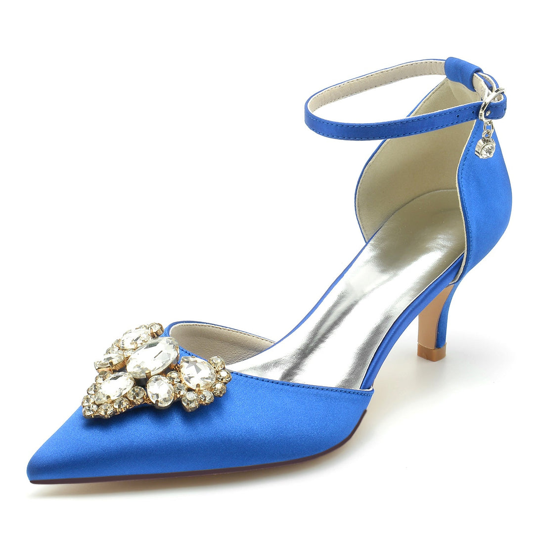 Chaussures de Mariage pour Femmes, Chaussures de Mariée à Talon Moyen et Boucle en Imitation Diamant