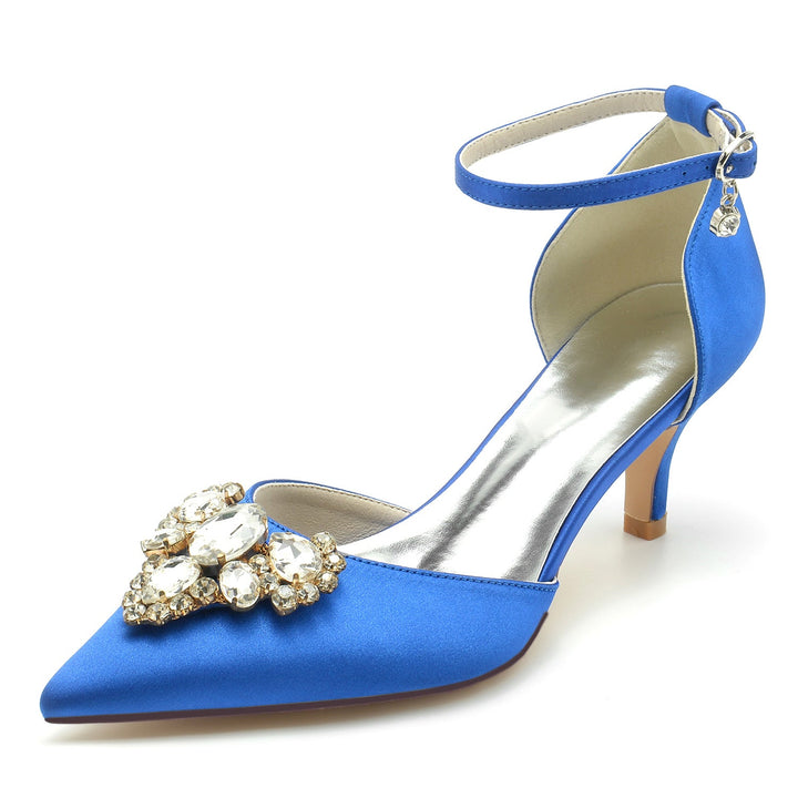 Chaussures de Mariage pour Femmes, Chaussures de Mariée à Talon Moyen et Boucle en Imitation Diamant