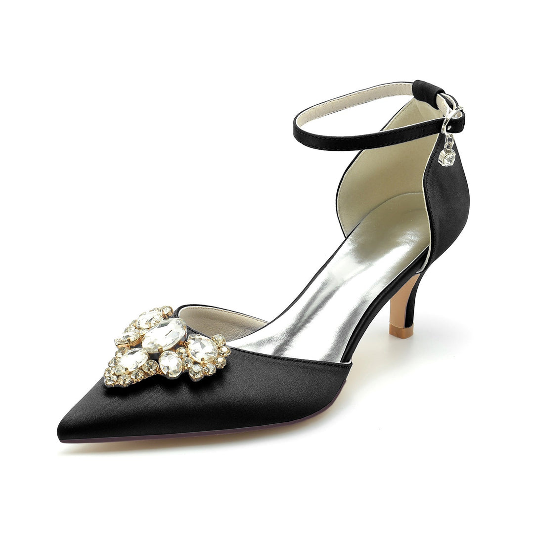 Chaussures de Mariage pour Femmes, Chaussures de Mariée à Talon Moyen et Boucle en Imitation Diamant