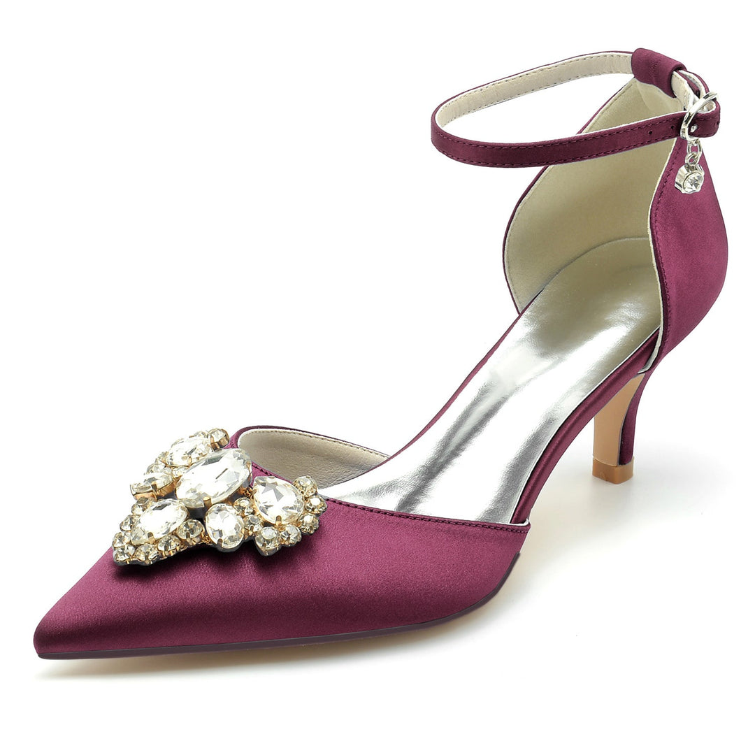 Chaussures de Mariage pour Femmes, Chaussures de Mariée à Talon Moyen et Boucle en Imitation Diamant