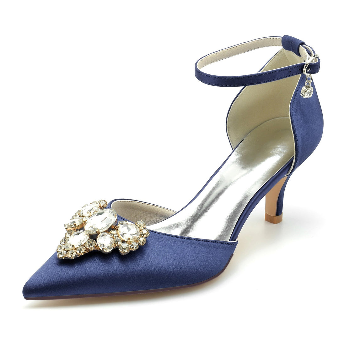 Chaussures de Mariage pour Femmes, Chaussures de Mariée à Talon Moyen et Boucle en Imitation Diamant