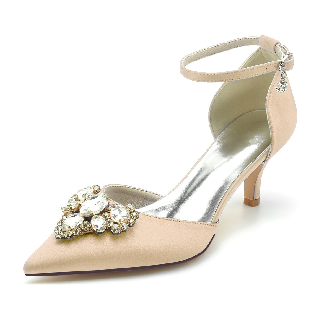 Chaussures de Mariage pour Femmes, Chaussures de Mariée à Talon Moyen et Boucle en Imitation Diamant