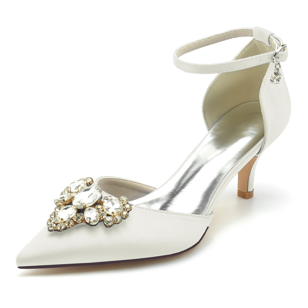 Chaussures de Mariage pour Femmes, Chaussures de Mariée à Talon Moyen et Boucle en Imitation Diamant