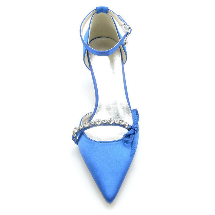 Chaussures de Mariage pour Femmes avec Nœud en Strass et Bout Pointu