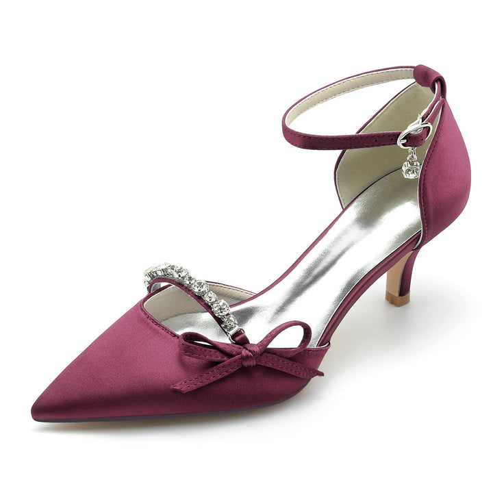 Chaussures de Mariage pour Femmes avec Nœud en Strass et Bout Pointu