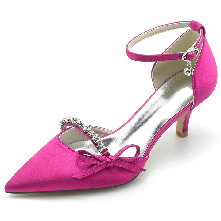 Chaussures de Mariage pour Femmes avec Nœud en Strass et Bout Pointu