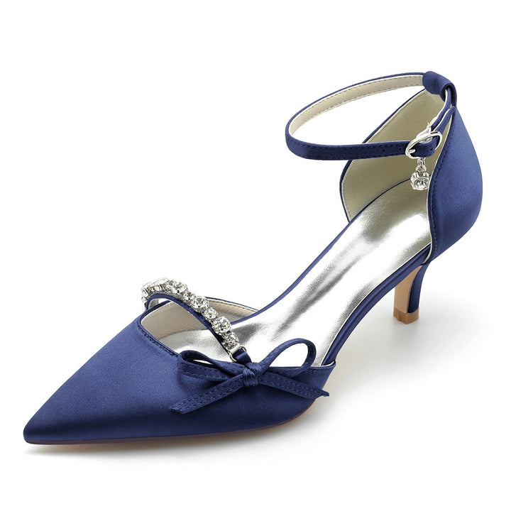 Chaussures de Mariage pour Femmes avec Nœud en Strass et Bout Pointu