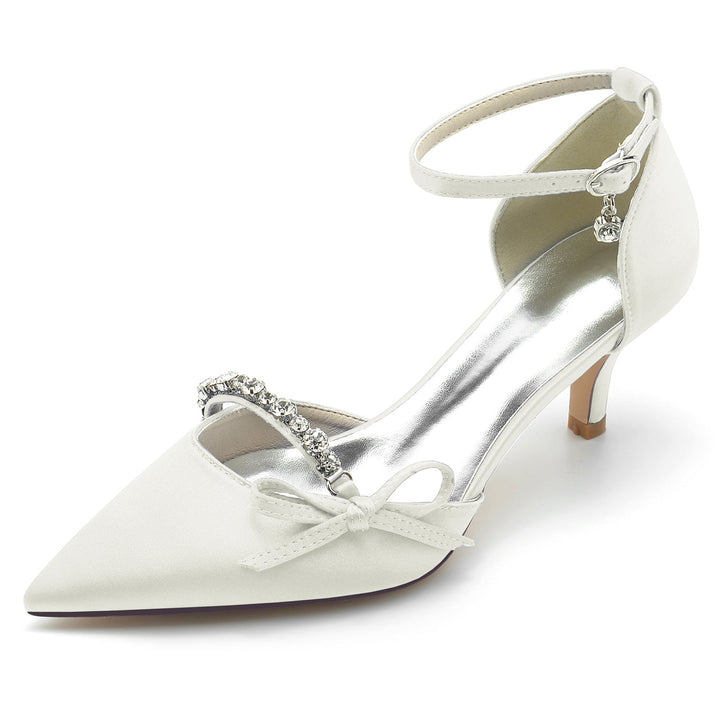 Chaussures de Mariage pour Femmes avec Nœud en Strass et Bout Pointu