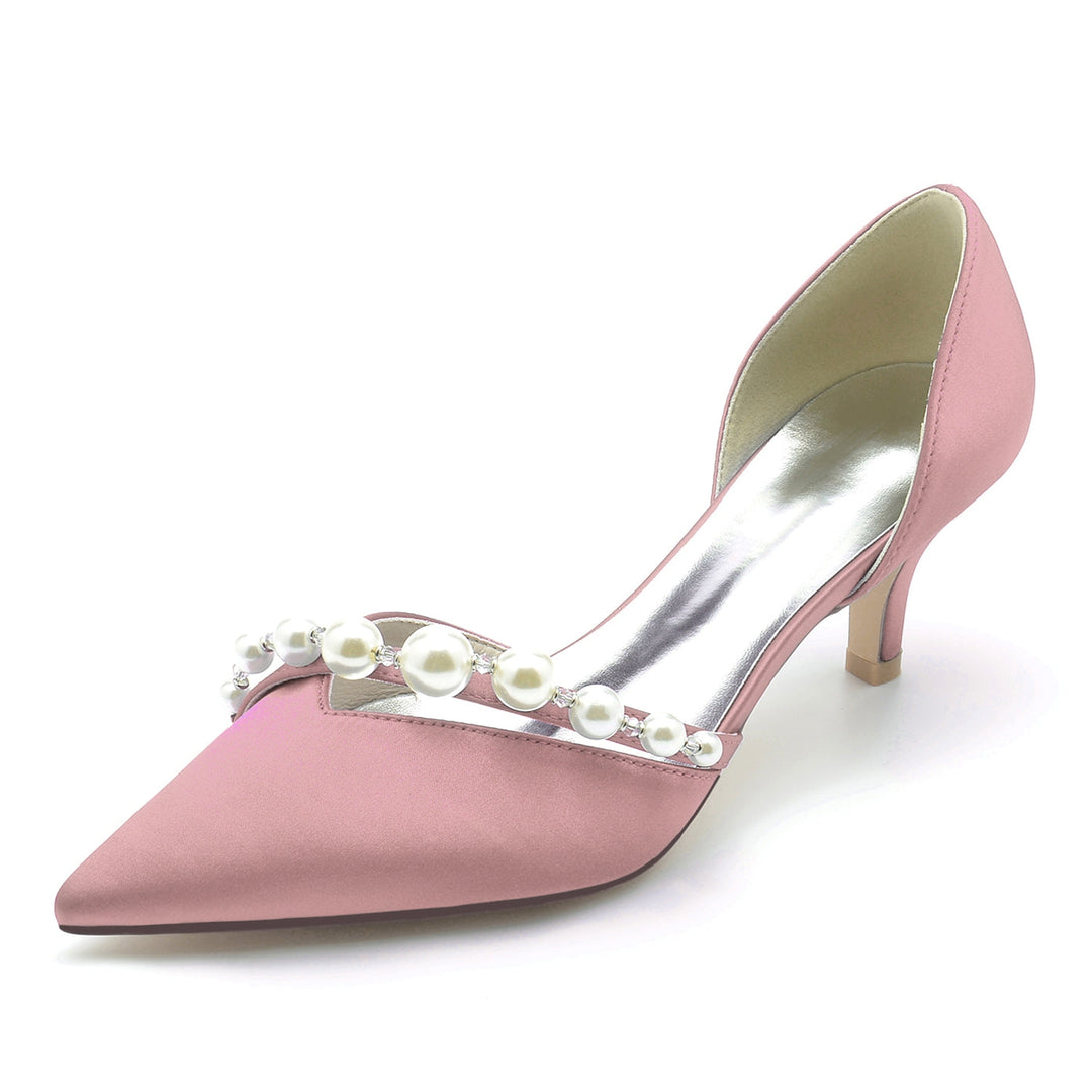 Chaussures de Mariage pour Femmes, Chaussures de Mariée Minimalistes à Bout Pointu et Perle Blanche