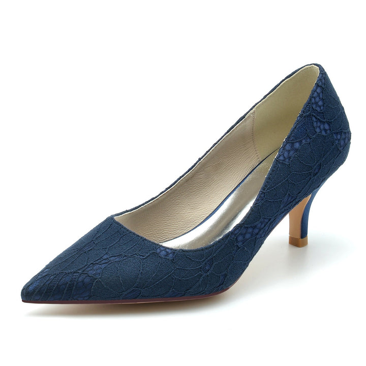 Chaussures de Mariage pour Femmes Chaussures de Mariée à Bout Pointu en Dentelle Délicate