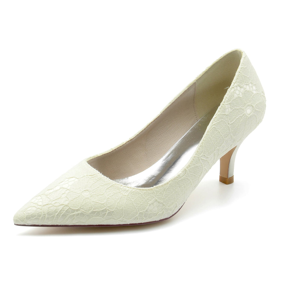 Chaussures de Mariage pour Femmes Chaussures de Mariée à Bout Pointu en Dentelle Délicate