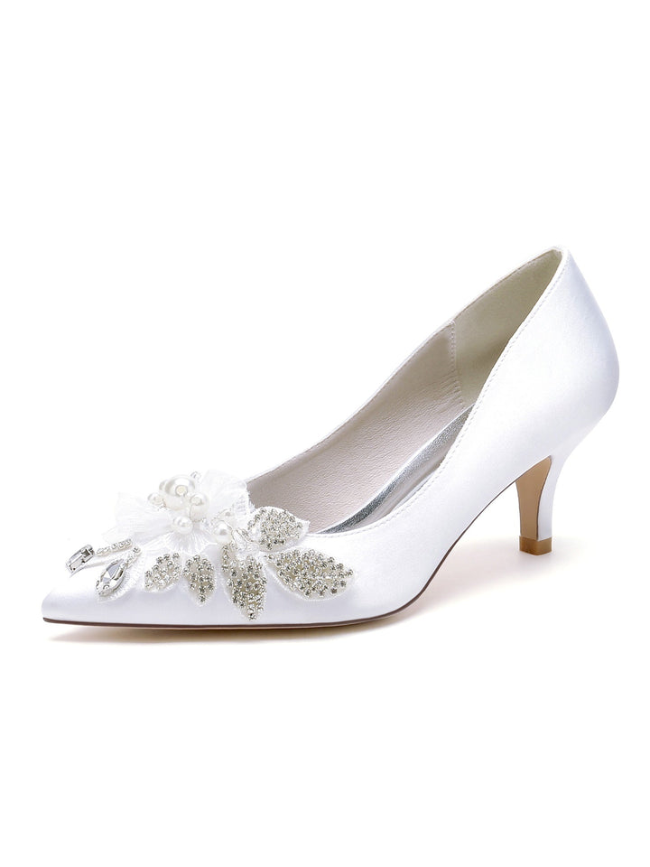 Chaussures de Mariage pour Femmes avec Appliques, Bout Pointu, Talon Moyen