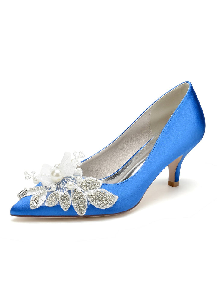 Chaussures de Mariage pour Femmes avec Appliques, Bout Pointu, Talon Moyen
