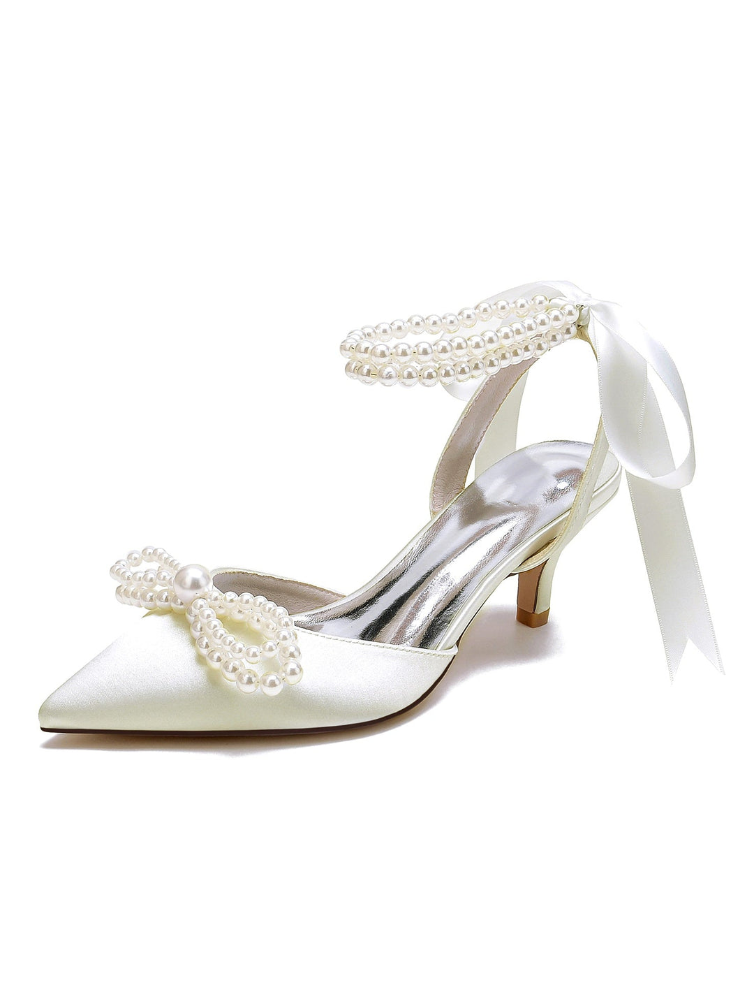 Chaussures de Mariée à Talon Moyen et Bout Pointu pour Femmes