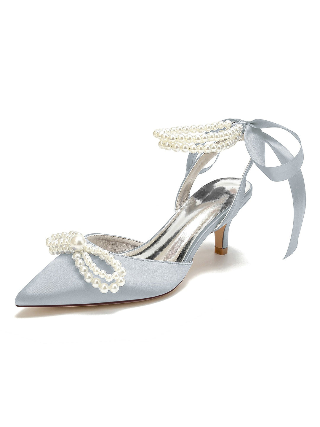 Chaussures de Mariée à Talon Moyen et Bout Pointu pour Femmes