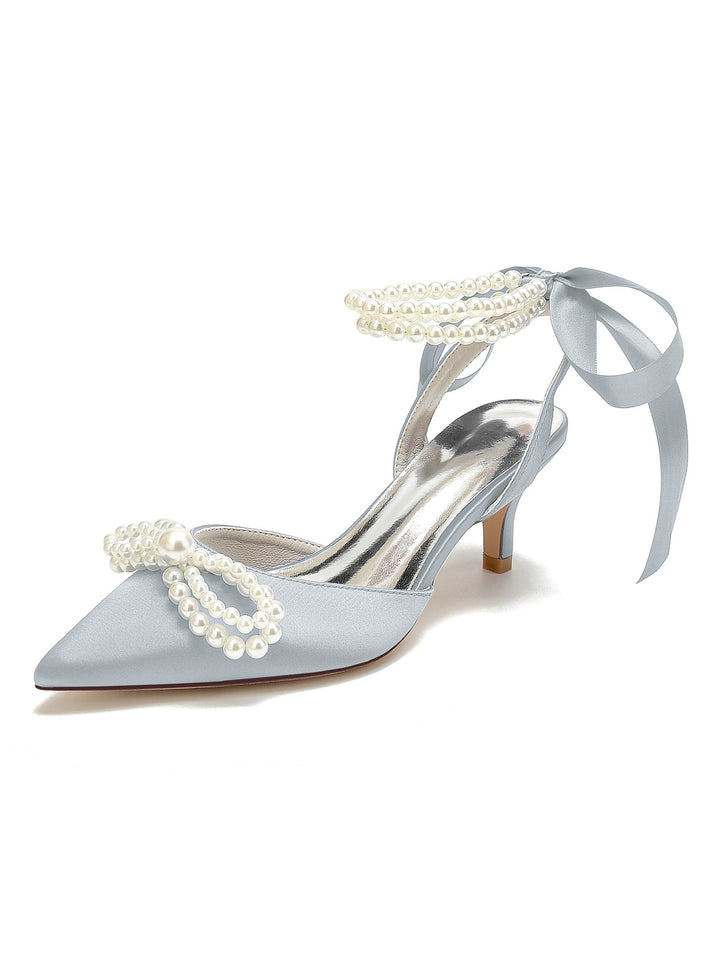 Chaussures de Mariée à Talon Moyen et Bout Pointu pour Femmes