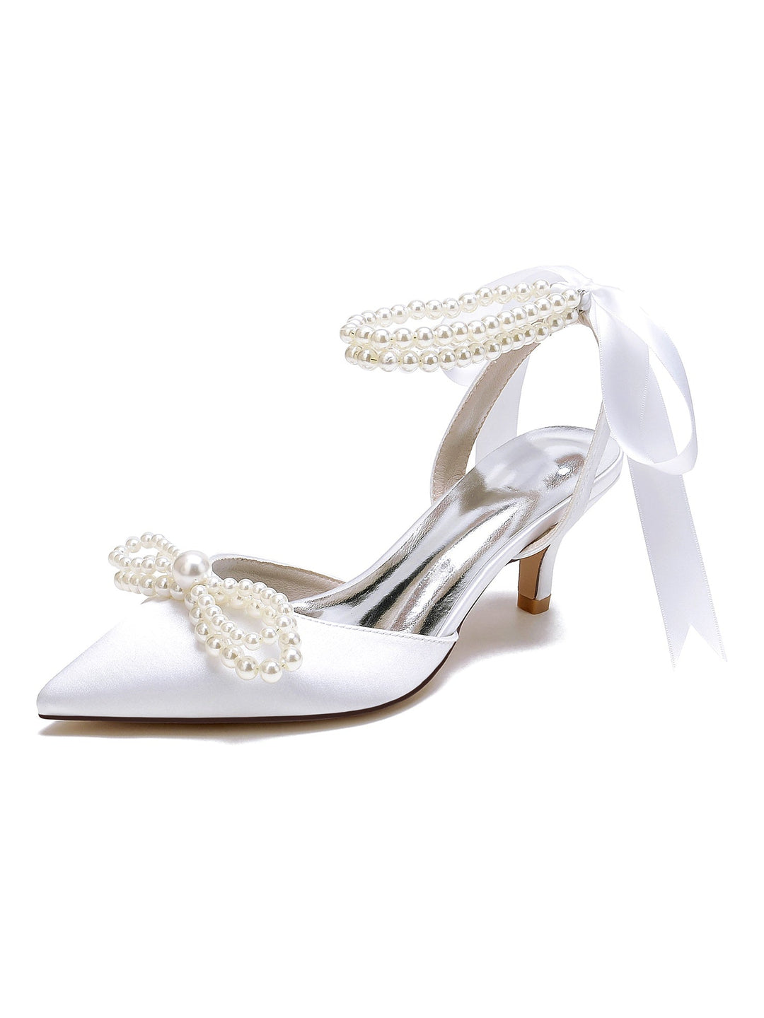 Chaussures de Mariée à Talon Moyen et Bout Pointu pour Femmes