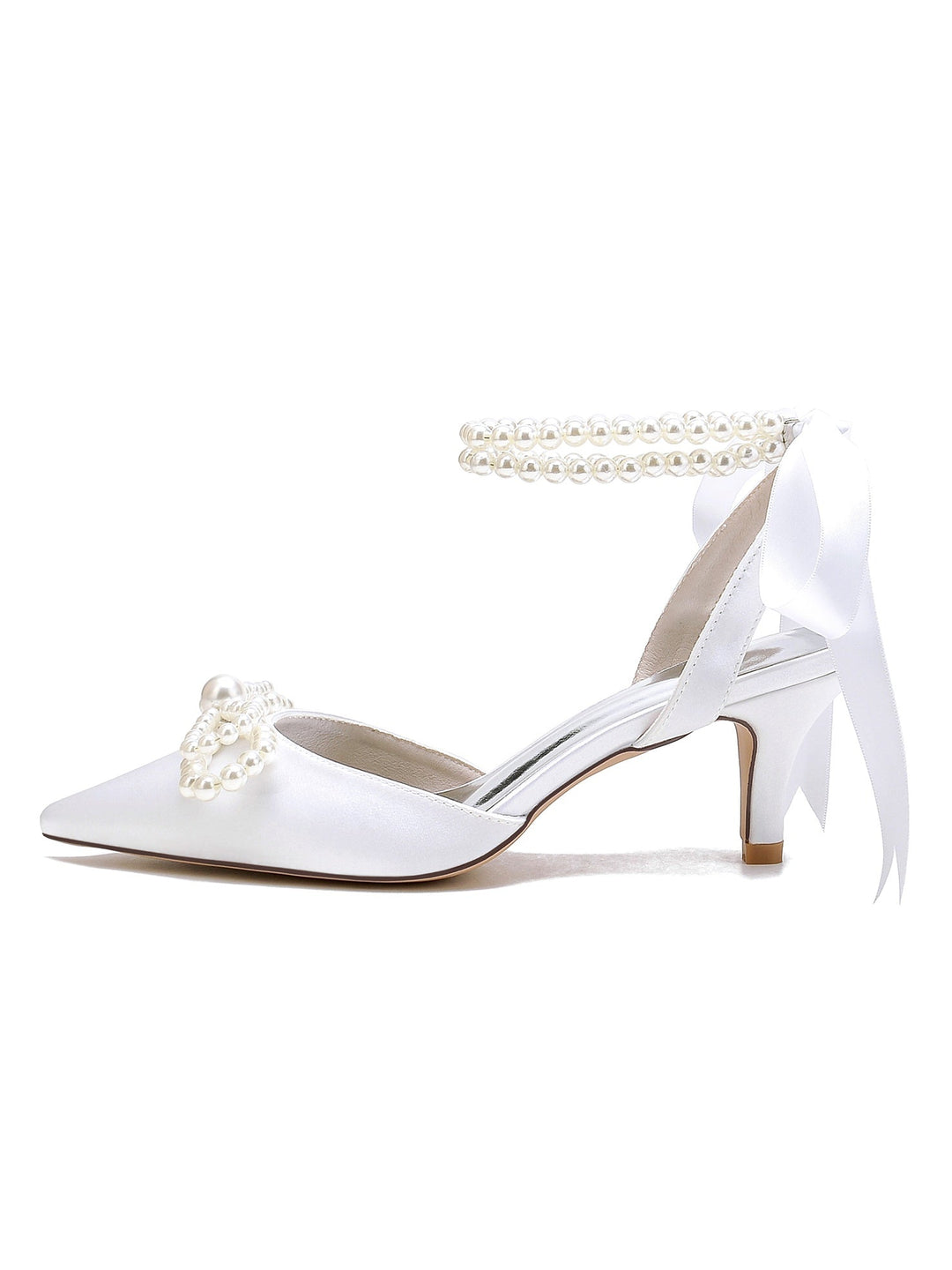 Chaussures de Mariée à Talon Moyen et Bout Pointu pour Femmes
