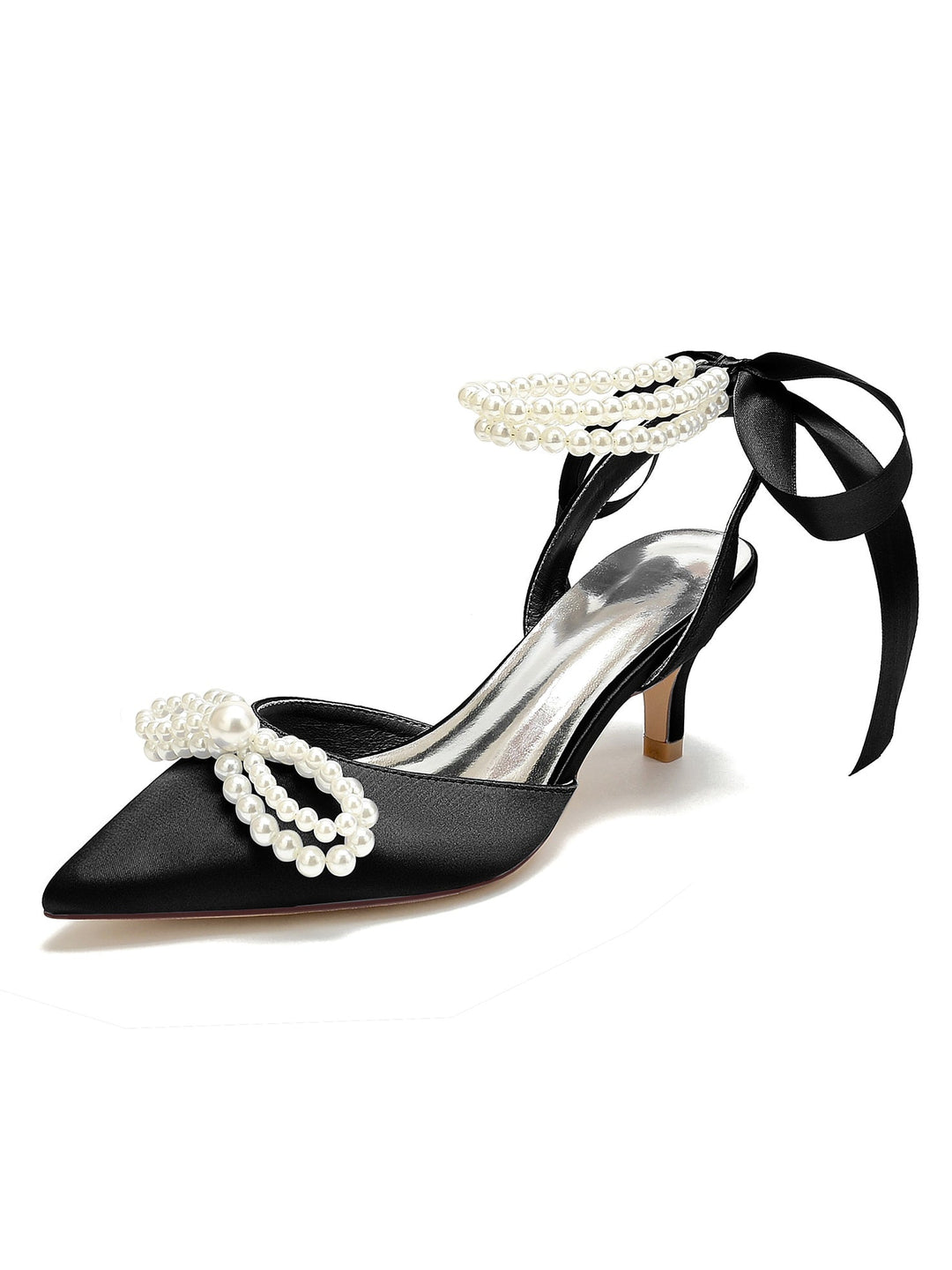 Chaussures de Mariée à Talon Moyen et Bout Pointu pour Femmes