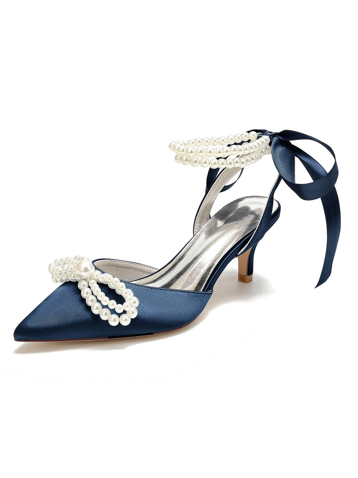 Chaussures de Mariée à Talon Moyen et Bout Pointu pour Femmes