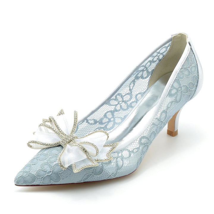 Chaussures de Mariage pour Femmes, Chaussures de Mariée Minimalistes à Bout Pointu et à Lacets avec Nœud