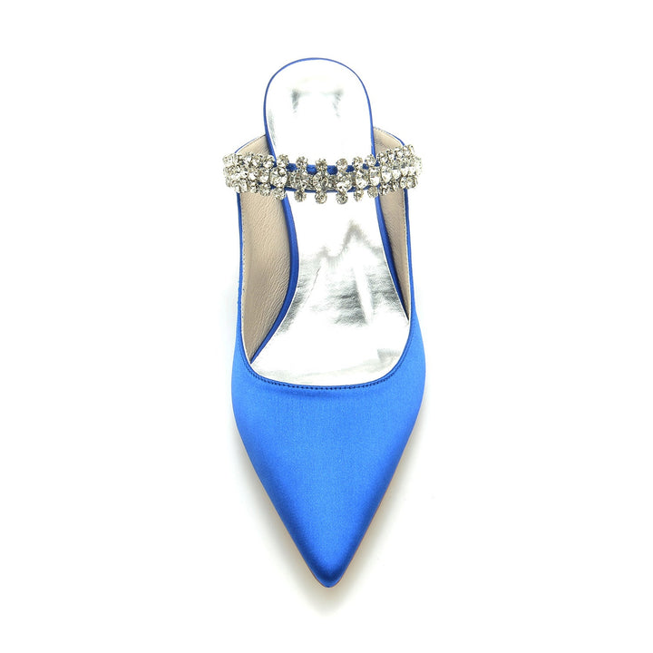 Chaussures de Mariage pour Femmes, Chaussures de Mariée Confortables à Talon Moyen et Bout Pointu avec Strass