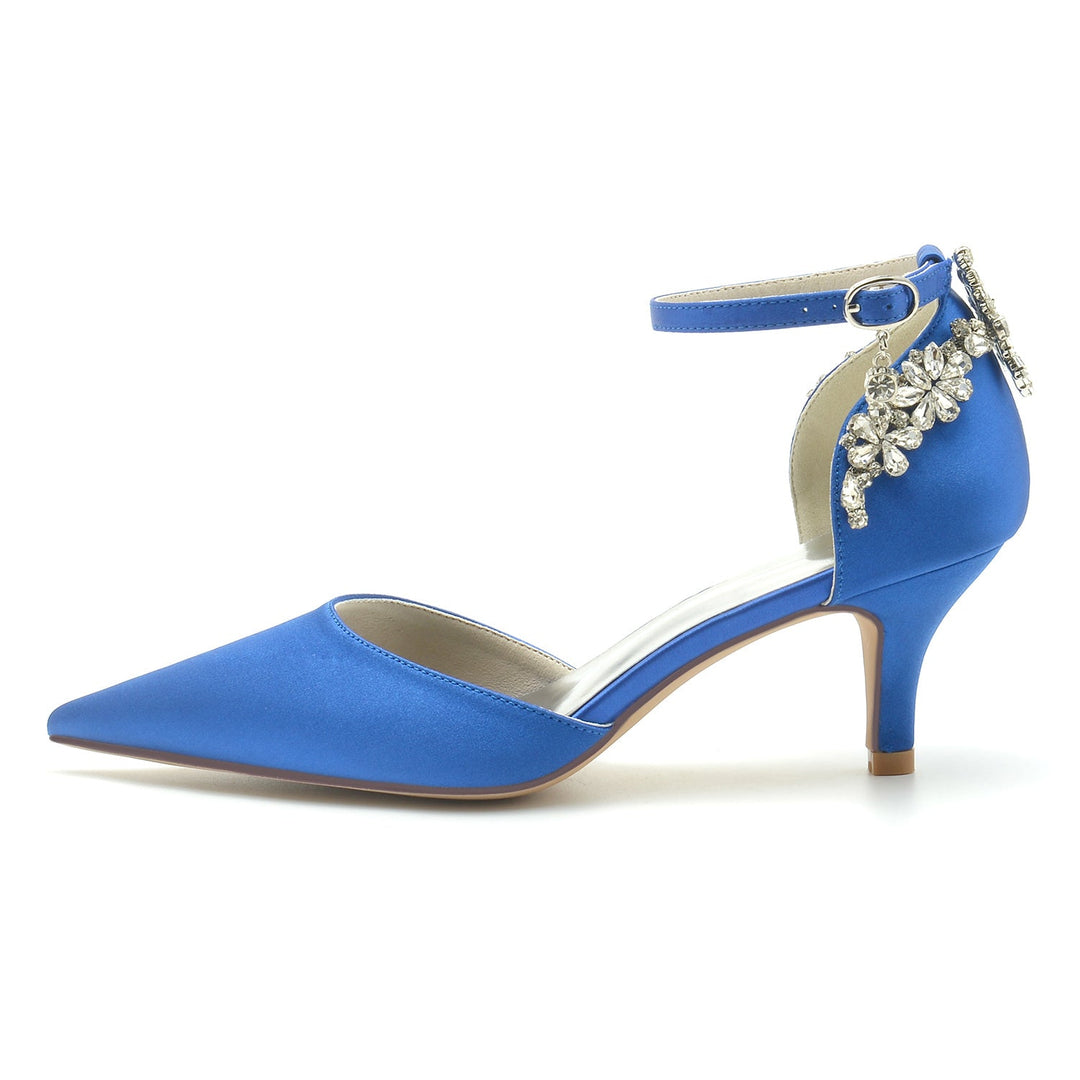 Chaussures de Mariage pour Femmes à Bout Pointu et Boucle en Strass